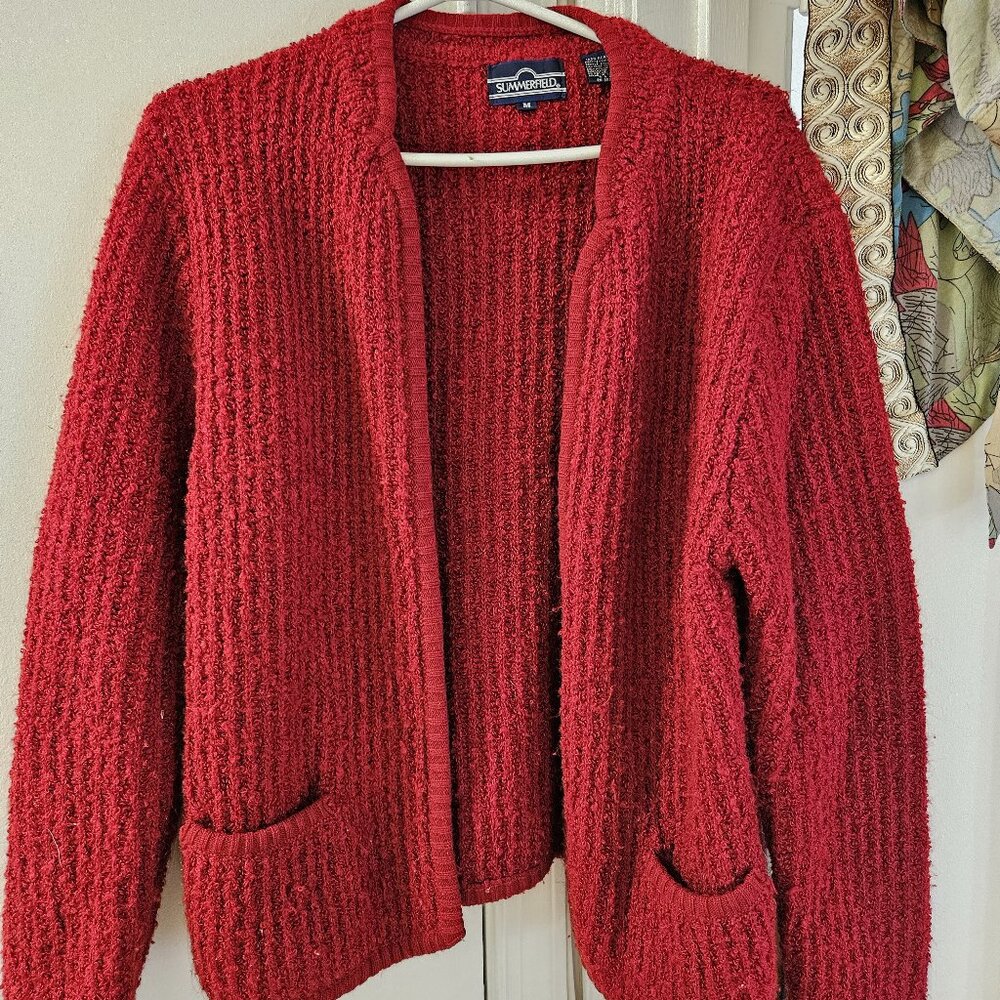 Vintage textured red cardigan